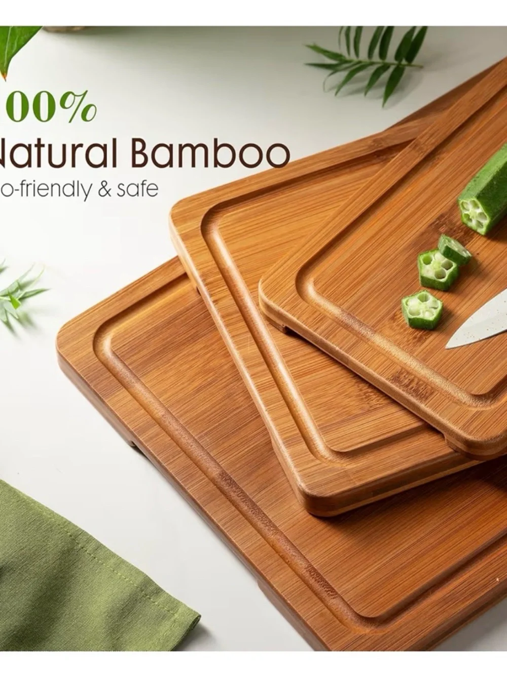 Bamboo Cutting Board Set - Natural Brown